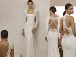 In questa foto, quattro modelle indossano diversi modelli della collezione sposa Rosa Clará Couture 2026