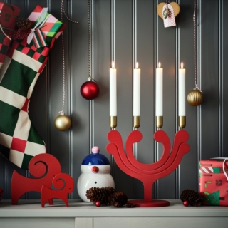 Il candeliere rosso Vinterfint è ideale per la tavola delle Feste (e non solo). Può ospitare quattro candele, meglio se non profumate. Prezzo 15 euro.