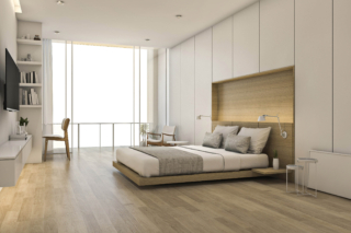 Fila Ambientazione – pavimento legno soggiorno con letto trasformabile