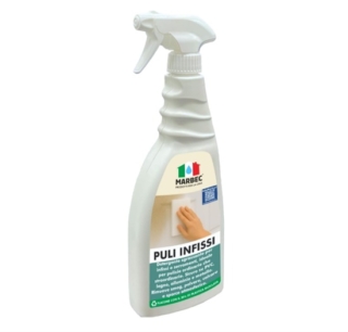Marbec Puli Infissi è un detergente sgrassante per pulizie ordinarie e straordinarie di infissi e serramenti in legno, alluminio, metallo e pvc. Rimuove la polvere, il calcare incrostato e lo sporco incrostato senza lasciare residui dannosi sulle superfici su cui è applicato. Prezzo 10,57 euro. www.amazon.it