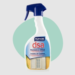 Nuncas Dsa Detergente Persiane e Infissi è il detergente specifico per eliminare rapidamente e in profondità le macchie e lo sporco atmosferico più ostinato. Ideale su legno verniciato, laminato, ferro battuto, alluminio anodizzato e materiali plastici. Prezzo 6,60 euro. https://nuncas.com/