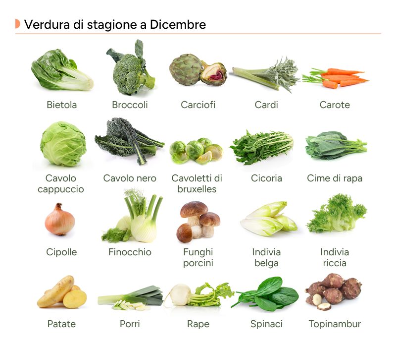 infografica sulla verdura di stagione di dicembre