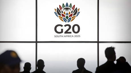 FILE PHOTO: Delegates wait for the opening G20 session on July 14, 2025 in Ballito, South Africa.