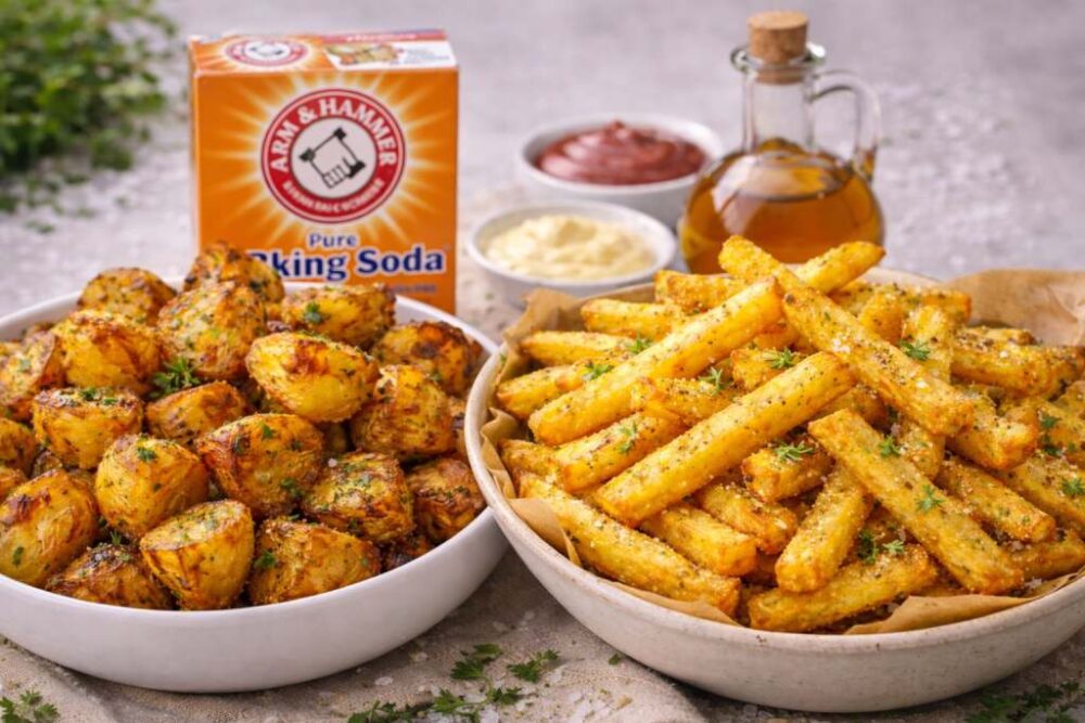 La sfida della croccantezza su Ideericette.it: due metodi infallibili, bicarbonato e aceto per patate da ristorante.