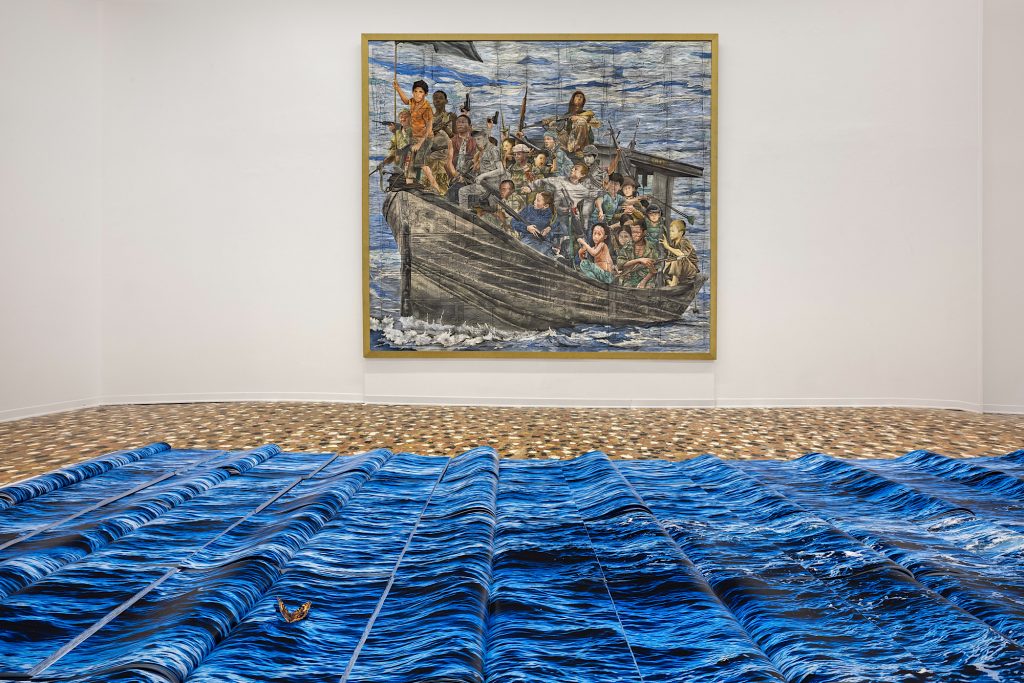 “Quando il cielo finisce”: l’opera di Andrea Mastrovito rilegge la storia di Galleria Michela Rizzo