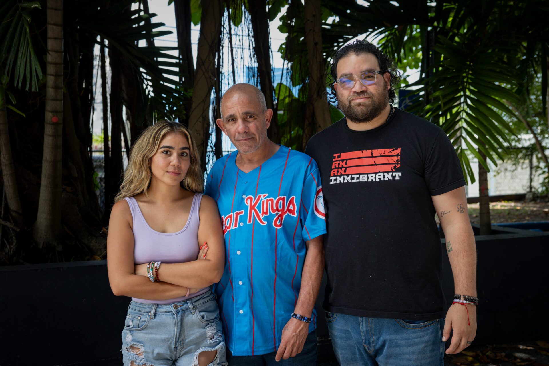 Justo Betancourt con sus hijos Arianne y Eddy Oney, en Miami, Florida.