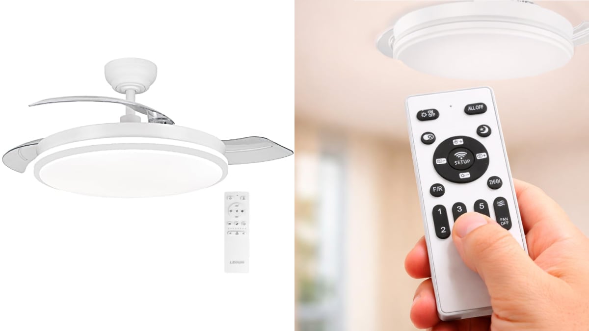 Ventilador de techo con luz con seis velocidades incluidas.