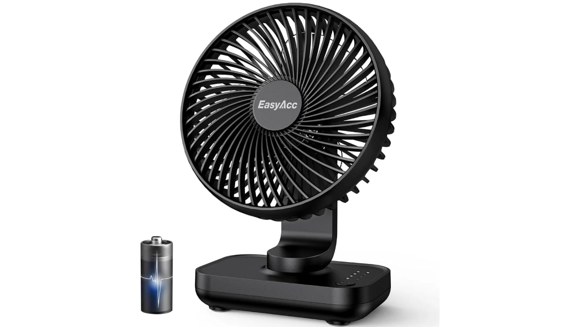 Ventilador de sobremesa con cuatro velocidades.