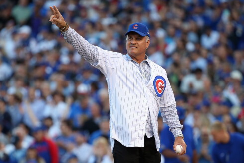 Ryne Sandberg is introduced before throwing out the ceremonial first pitch for Game 3 of the 2015 NLCS at Wrigley Field. He announced Monday that he’d been diagnosed with metastatic prostate cancer.